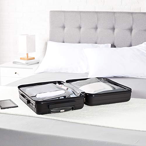 AmazonBasics - Maleta rígida de alta calidad, con ruedas y cerradura TSA incorporada, 55 cm, negro, apto para la mayoría de las aerolíneas de bajo coste