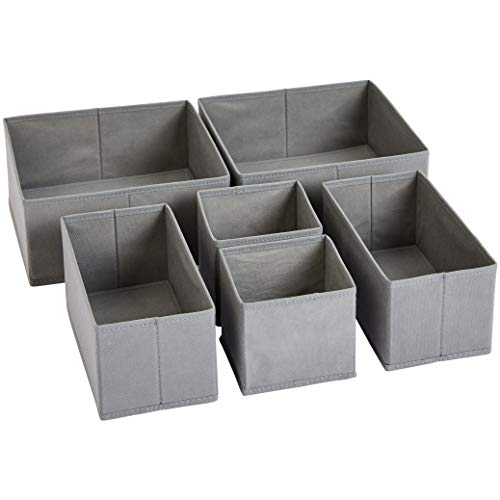 AmazonBasics – Organizadores para ropa para cajón, Juego de 6 unidades