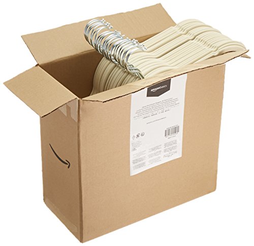 AmazonBasics - Perchas de terciopelo para camisas/vestidos - Paquete de 50, Marfil
