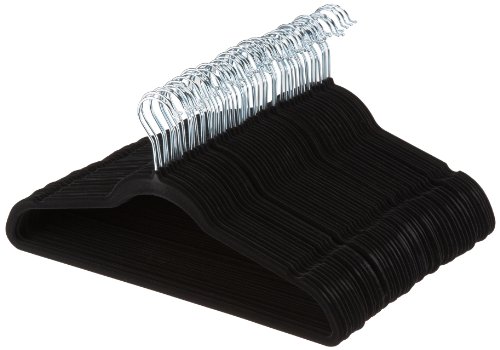 AmazonBasics - Perchas de terciopelo para trajes - Paquete de 50, Negro