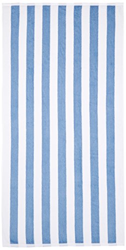 AmazonBasics - Toalla de playa, de rayas Cabana, color azul claro, pack de 1