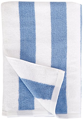 AmazonBasics - Toalla de playa, de rayas Cabana, color azul claro, pack de 1