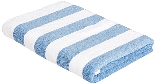 AmazonBasics - Toalla de playa, de rayas Cabana, color azul claro, pack de 1