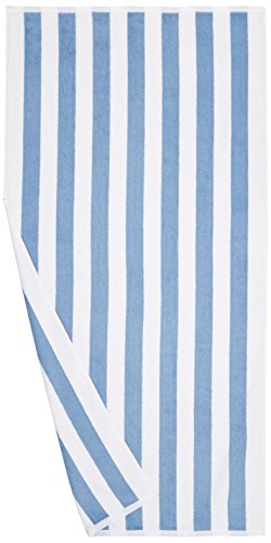 AmazonBasics - Toalla de playa, de rayas Cabana, color azul claro, pack de 1