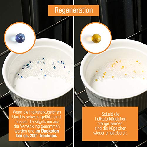 Amazy Paquetes de Gel de Silice – Bolsas absorbentes de Humedad, desecantes y Reutilizables – 10 x 10 g