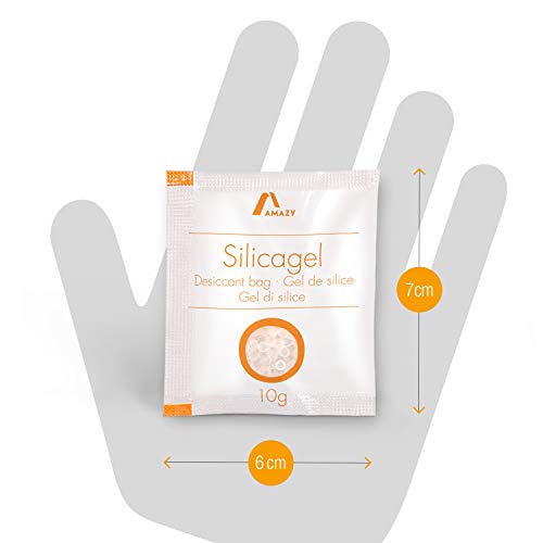 Amazy Paquetes de Gel de Silice – Bolsas absorbentes de Humedad, desecantes y Reutilizables – 40 x 10 g