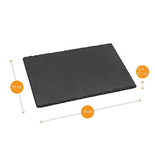 Amazy Platos de Pizarra Negra (6 Piezas.) con Tiza para Escribir - Pizarra Plato Aperitivo Que Ofrece un diseño Servir Comida (30 x 20 cm)