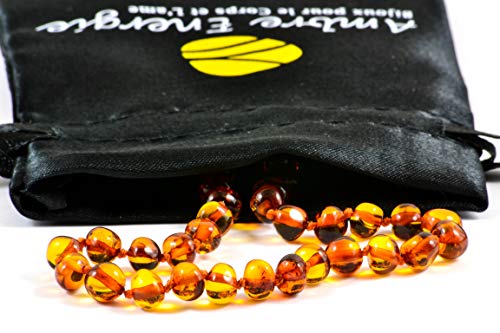 AmberJewellery Collar de Ambar 33cm. - De la Máxima Calidad Certificado Genuino Collar de Ámbar Báltico/Rápido Entrega / 100 Días de Garantía de Devolución de Dinero! (Cognac)