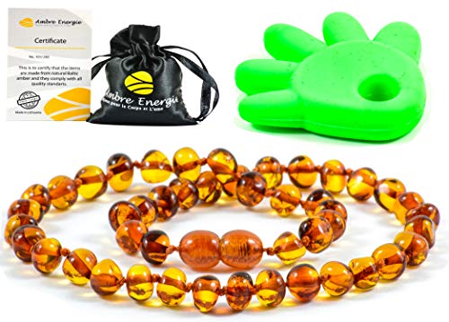 AmberJewellery Collar de Ambar 33cm. - De la Máxima Calidad Certificado Genuino Collar de Ámbar Báltico/Rápido Entrega / 100 Días de Garantía de Devolución de Dinero! (Cognac)