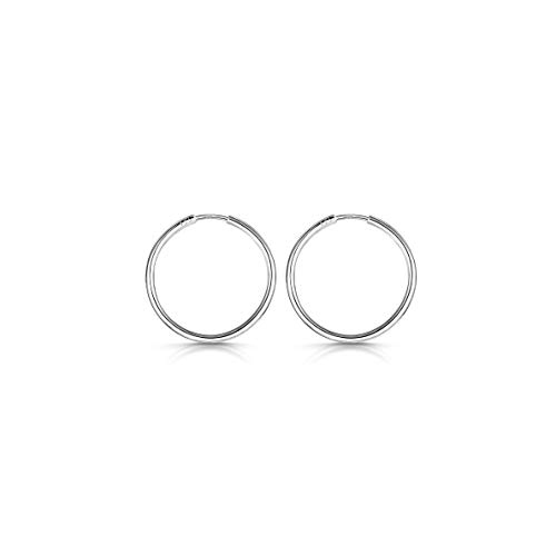 Amberta® 925 Plata De Ley Pendiente De Aro Fino Con Pendientes De Aro Sin Fin – Pendientes De Aro Tipo Criolla – Diámetro: 20 30 40 60 80 mm (20mm)
