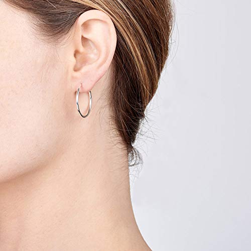 Amberta® 925 Plata De Ley Pendiente De Aro Fino Con Pendientes De Aro Sin Fin – Pendientes De Aro Tipo Criolla – Diámetro: 20 30 40 60 80 mm (20mm)