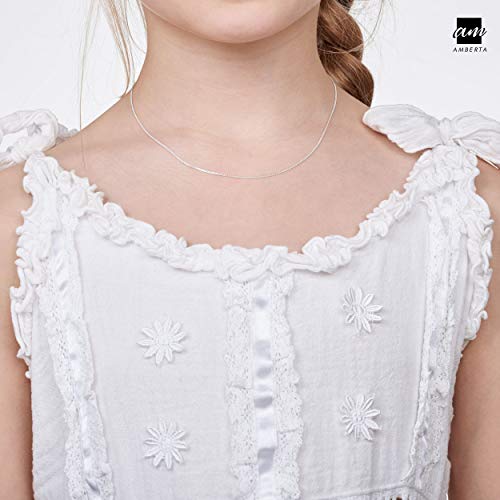 Amberta® Cadena de Frenar Plata de Ley 925 Para Niños Grosor 1.3 mm - Longitud 36 cm