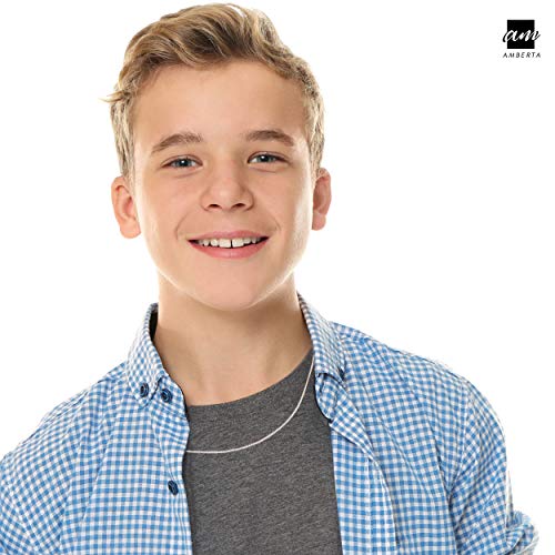 Amberta® Cadena de Frenar Plata de Ley 925 Para Niños Grosor 1.3 mm - Longitud 36 cm