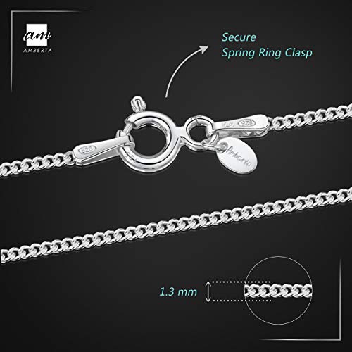 Amberta® Cadena de Frenar Plata de Ley 925 Para Niños Grosor 1.3 mm - Longitud 36 cm