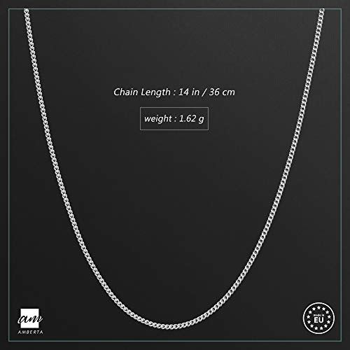 Amberta® Cadena de Frenar Plata de Ley 925 Para Niños Grosor 1.3 mm - Longitud 36 cm