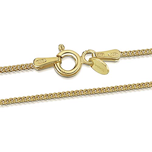 Amberta® Joyería - Collar - Fina Plata De Ley 925-18K Chapado en Oro - Cadena de Frenar - 1.3 mm - 40 45 50 55 60 70 cm (70cm)