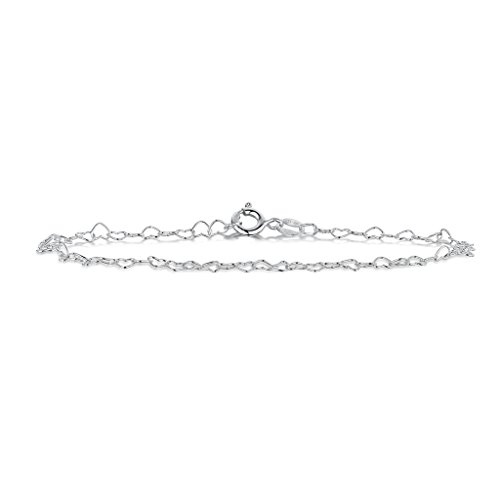 Amberta® Joyería - Pulsera - Fina Plata De Ley 925 - Cadena de Corazón - 3 mm - 19 20 cm (20cm)