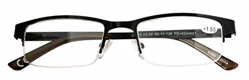 Amcedar 5-pack Gafas de lectura Hombres Medio Marco Estilo Acero Inoxidable Materiales Metal Bisagras de Resorte incluye Gafas sol de Lectura +1.75