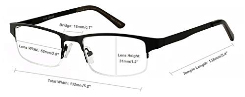 Amcedar 5-pack Gafas de lectura Hombres Medio Marco Estilo Acero Inoxidable Materiales Metal Bisagras de Resorte incluye Gafas sol de Lectura +2.00