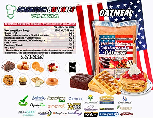 American Suplement - 1000 gr - Harina de Avena Integral, ideal para tortitas, batidos, bizcochos y magdalenas (CHOCO BLANCO CON GOFRE)