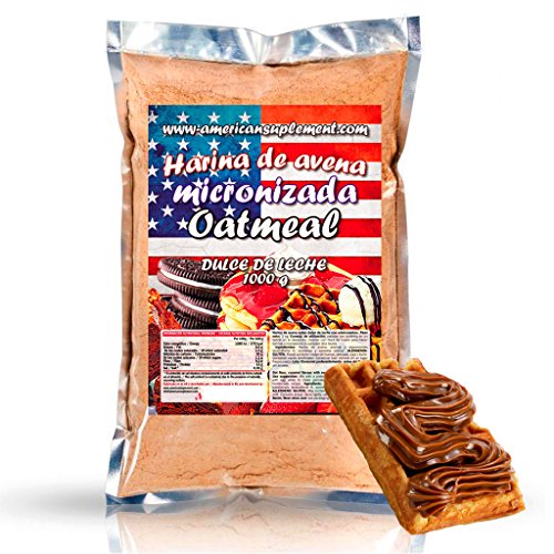 American Suplement - 1000 gr - Harina de Avena Integral, ideal para tortitas, batidos, bizcochos y magdalenas (DULCE DE LECHE)
