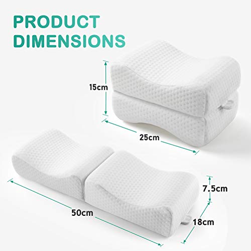AMERIERGO Almohada de espuma viscoelástica para rodillas, Espalda, Caderas, Alivio para el dolor de piernas, adecuada para personas que duermen de lado, mujeres embarazadas