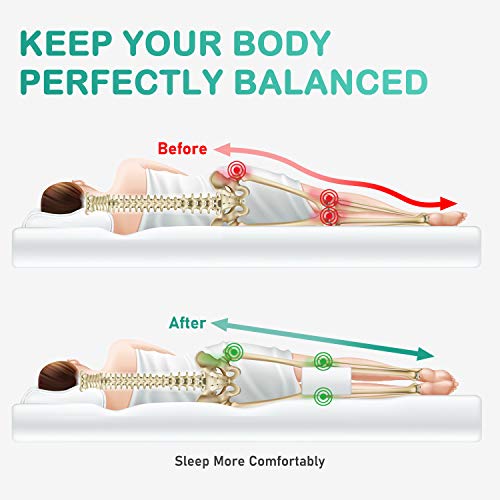 AMERIERGO Almohada de espuma viscoelástica para rodillas, Espalda, Caderas, Alivio para el dolor de piernas, adecuada para personas que duermen de lado, mujeres embarazadas