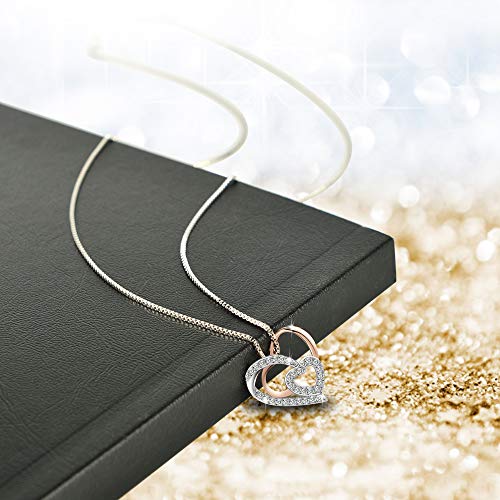 Amilril Collar, Collar Colgante de Corazón Mujer, Plata de Ley 925, Regalos Navidad Originales