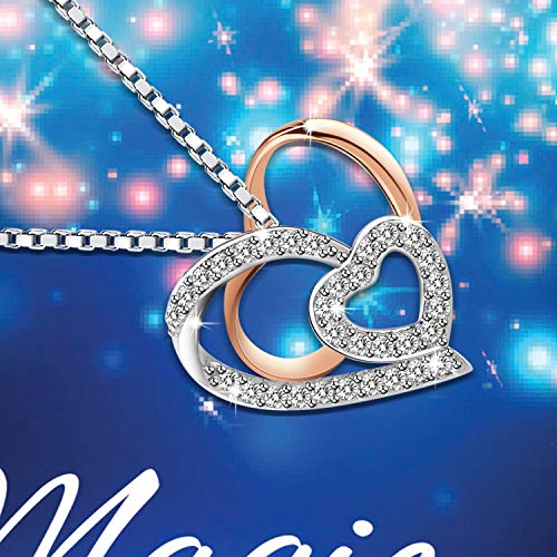 Amilril Collar, Collar Colgante de Corazón Mujer, Plata de Ley 925, Regalos Navidad Originales