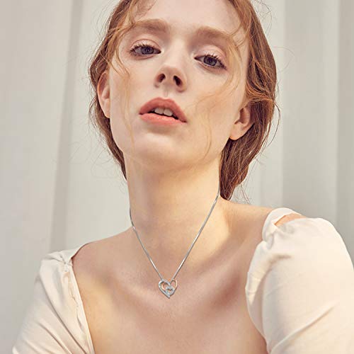 Amilril Collar, Collar Colgante de Corazón Mujer, Plata de Ley 925, Regalos Navidad Originales