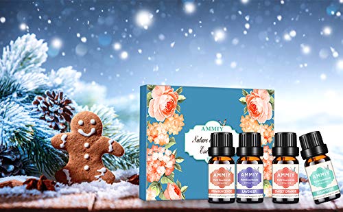 AMMIY aceites esenciales 12 * 10 ml, eucalipto, limón, menta, lavanda, naranja dulce, árbol de té, rosa