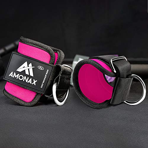 Amonax Tobillera para polea (Acolchado) para piernas y Tobillos, 2 Piezas Correas Tobillos Gym Cable maquinas, Gimnasio, Fitness - Mujeres y Hombres