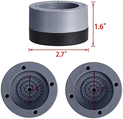 Amortiguador de Vibraciones para Lavadoras Queta 4pcs Universal Arandelas Antivibraciones para Lavadora y Secadora, Soporte de Goma Antivibración de Bajo Ruido (gris, 4 cm)
