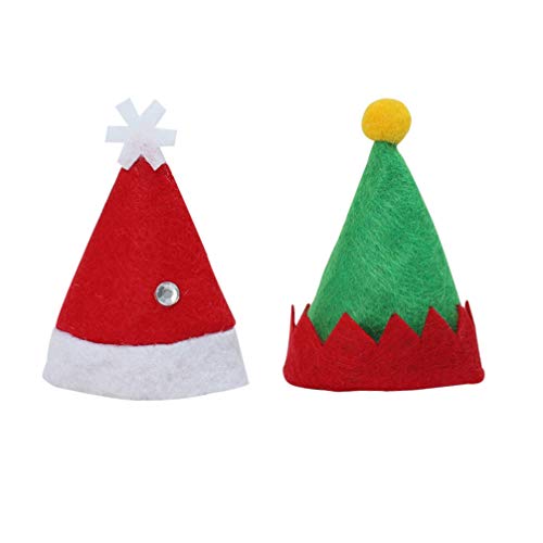 Amosfun 36 Piezas Mini Sombrero de Navidad Gorro de Elfo Sombrero de Piruleta Dulces Bolsa de Botellas de Vino Navidad Decoración de Mesa Accesorio de Navidad