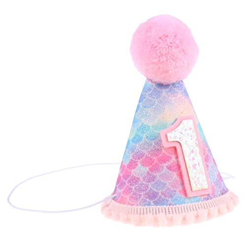 Amosfun - Sombreros de Cola de Sirena con Purpurina para Fiestas de Primer cumpleaños para niños