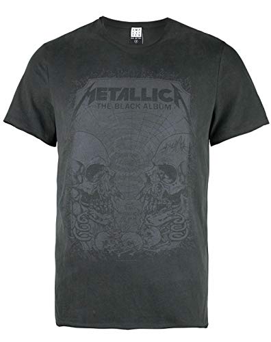 Amplified Metallica-The Black Album Camiseta, Gris (Charcoal CC), M para Hombre