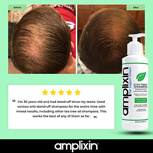 Amplixin Scalp Therapy Shampoo - Tratamiento para el cuero cabelludo seco y con picazón con aceite de árbol de té - Fórmula de prevención contra la caspa y psoriasis - Sin sulfato, 8 oz
