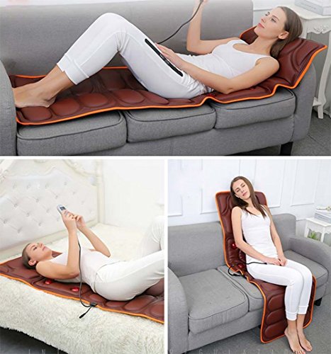 AMQ Colchón Masajeador con 8 Motores, 4 Zonas De Masaje, 9 Modos Y con Calor Lumbar Colchoneta De Masaje para Casa O Coche