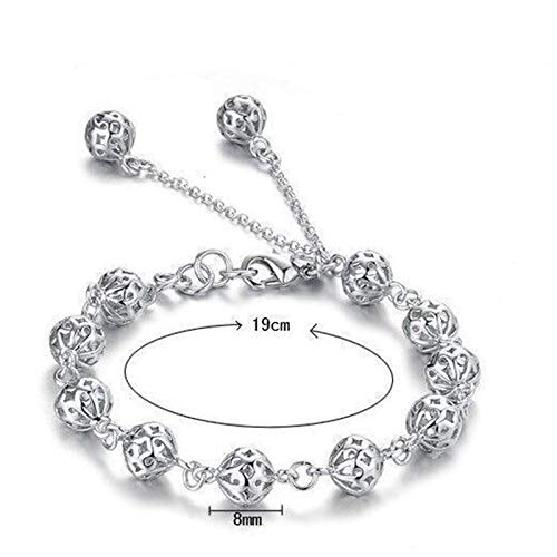 AMTBBK 925 Pulsera De Plata, Pulsera Hueco Esférico Pulsera De Mujer Mejor Regalo De Joyería De Accesorios, Adecuados para Diversas Ocasiones