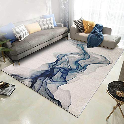 Amusingtao Alfombra Sala de Estar Alfombra Dormitorio Piso Alfombra Abstracta Sala de Estar Alfombra Azul Alfombra