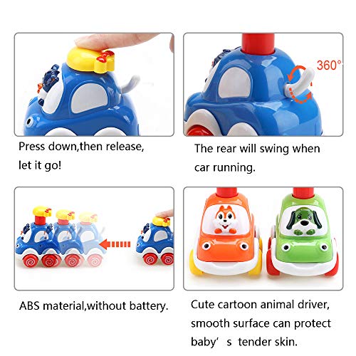 Amy&Benton Coches de Juguete, Surtido 4PCS Figuras Coches Vehículos De Juguete Coches Camiones De Juguete Regalos para bebés 1 2 3 4 años de Edad