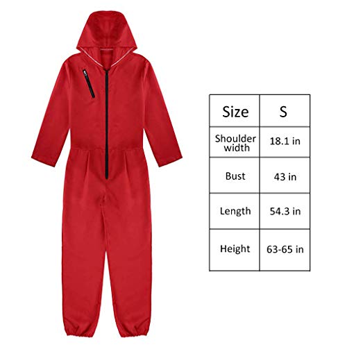 Amycute 2 PCS Disfraz de Ladrón y Máscara, Salvador Dalí Mono Rojo Adulto para Cosplay Carnaval Festival de Musica S(160-165cm)