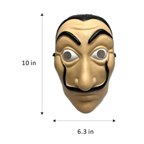 Amycute 2 PCS Disfraz de Ladrón y Máscara, Salvador Dalí Mono Rojo Adulto para Cosplay Carnaval Festival de Musica S(160-165cm)