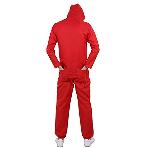 Amycute 2 PCS Disfraz de Ladrón y Máscara, Salvador Dalí Mono Rojo Adulto para Cosplay Carnaval Festival de Musica S(160-165cm)