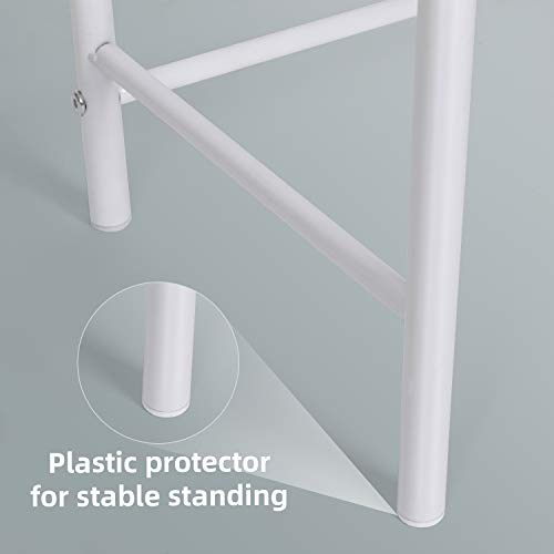 Amzdeal Estantería para inodoro, con 3 estantes, Estante de toallas y artículos de tocador, Metal y Blanco, de talla 156.5 x 28 x 49cm