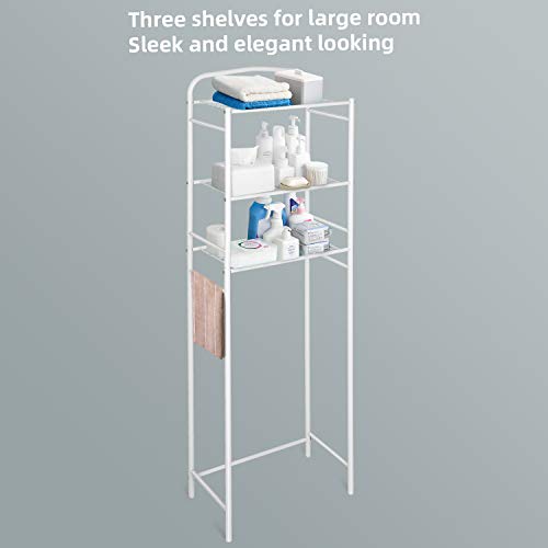 Amzdeal Estantería para inodoro, con 3 estantes, Estante de toallas y artículos de tocador, Metal y Blanco, de talla 156.5 x 28 x 49cm