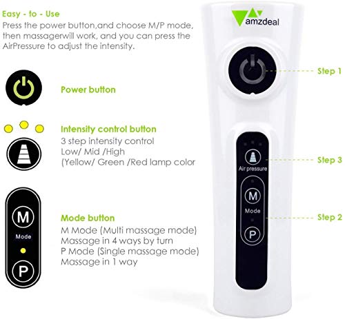 Amzdeal Masajeador para Piernas y Brazos Recargable de Presión Eléctrico con 3 Niveles de Intensidad Ajustables de Masaje