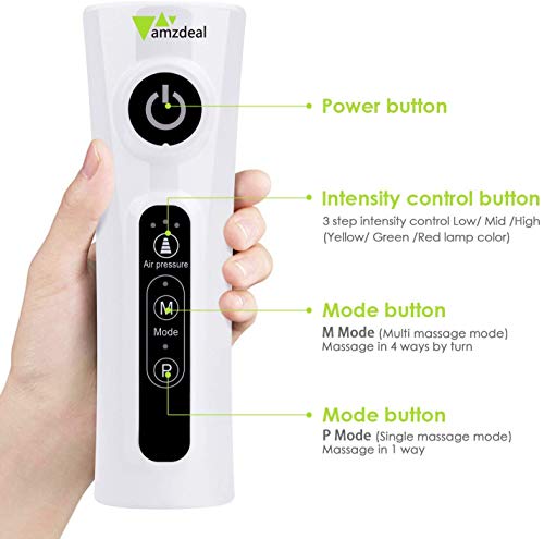 Amzdeal Masajeador para Piernas y Brazos Recargable de Presión Eléctrico con 3 Niveles de Intensidad Ajustables de Masaje