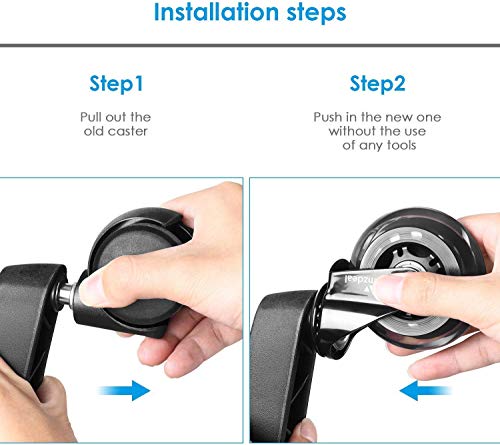 Amzdeal Ruedas para Sillas de Oficina 5 Pcs-11mm Ruedas de Giratoria de 360 ° Caster Silencioso, Ajuste universal Adecuado para Todos los Suelos Incluida la Madera Dura, Carga total 295 kg/650 lbs