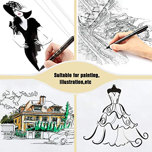 AmzKoi Plumas de Caligrafía, 9 Piezas Bolígrafos de Tinta de Caligrafía Para Letras, Bolígrafos Recargable de 9 Tamaños Para Rotulación, Escritura Para Principiantes, Firma y Dibujo Artístico